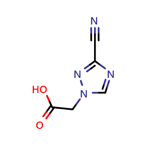 Chemical structure of 2-(3-Cyano-1H-1,2,4-triazol-1-yl)acetic acid , CAS 1247628-40-5, AChemBlock X198822