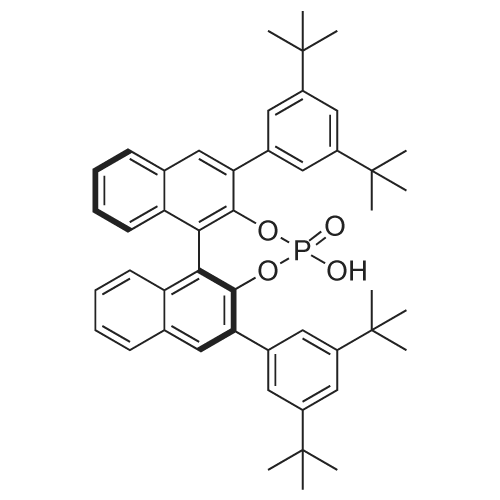 Chemical structure of (11BS)-2,6-bis(3,5-di-tert-butylphenyl)-4-hydroxydinaphtho[2,1-d:1',2'-f][1,3,2]dioxaphosphepine 4-oxide , CAS 1442645-05-7, AChemBlock X198834
