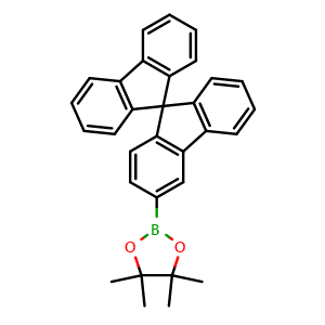Chemical structure of 2-(9,9'-Spirobi[fluoren]-3-yl)-4,4,5,5-tetramethyl-1,3,2-dioxaborolane , CAS 1346007-05-3, AChemBlock X198841