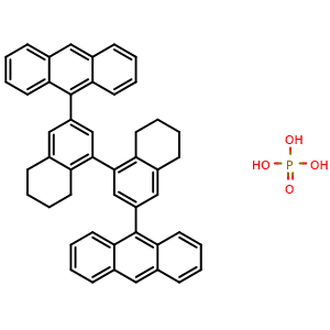 Chemical structure of (S)-3,3'-Bis(9-anthracenyl)-5,5',6,6',7,7',8,8'-octahydro-1,1'-bi-2-naphthyl Hydrogen Phosphate , CAS 2099033-14-2, AChemBlock X198860