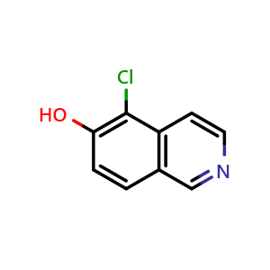 Chemical structure of 5-Chloroisoquinolin-6-ol , CAS 918488-41-2, AChemBlock X198899