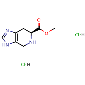 Chemical structure of Methyl (S)-4,5,6,7-tetrahydro-3H-imidazo[4,5-c]pyridine-6-carboxylate dihydrochloride , CAS 114786-39-9, AChemBlock X198911
