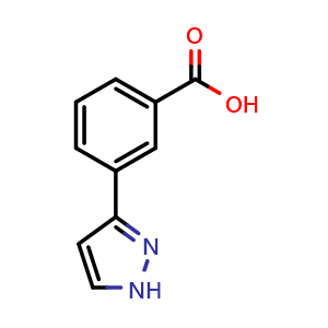 Chemical structure of 3-(1H-Pyrazol-3-yl)benzoic acid , CAS 850375-11-0, AChemBlock X198917