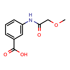 Chemical structure of 3-(2-Methoxyacetamido)benzoic acid , CAS 889940-48-1, AChemBlock X198924