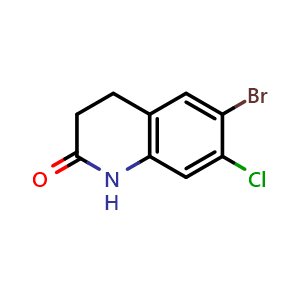 Chemical structure of 6-Bromo-7-chloro-3,4-dihydroquinolin-2(1h)-one , CAS 1404367-56-1, AChemBlock X198926