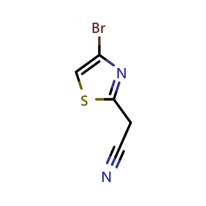 Chemical structure of 2-(4-Bromothiazol-2-yl)acetonitrile , CAS 1824063-21-9, AChemBlock X198952