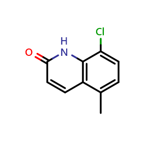 Chemical structure of 8-Chloro-5-methylquinolin-2(1H)-one , CAS 1388027-52-8, AChemBlock X198956