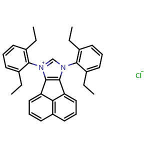Chemical structure of 7,9-Bis(2,6-diethylphenyl)-7H-acenaphtho[1,2-d]imidazol-9-ium chloride , CAS 2540595-72-8, AChemBlock X198975