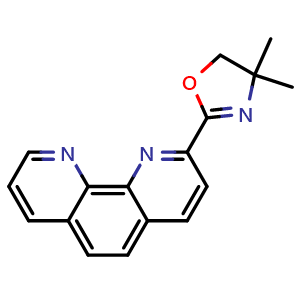 Chemical structure of 4,4-Dimethyl-2-(1,10-phenanthrolin-2-yl)-4,5-dihydrooxazole , CAS 1101906-42-6, AChemBlock X198976