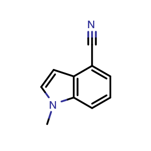 Chemical structure of 1-Methyl-1H-indole-4-carbonitrile , CAS 628711-58-0, AChemBlock X199000