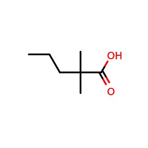 Chemical structure of 2,2-Dimethylvaleric acid , CAS 1185-39-3, AChemBlock X199013