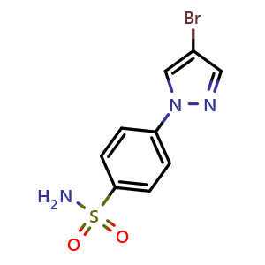 Chemical structure of 4-(4-Bromo-1H-pyrazol-1-yl)benzenesulfonamide , CAS 957034-91-2, AChemBlock X199017