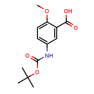 Chemical structure of Boc-5-amino-2-methoxybenzoic acid , CAS 1075242-43-1, AChemBlock X199059