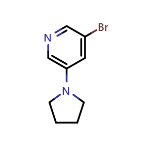 Chemical structure of 3-Bromo-5-pyrrolidinopyridine , CAS 944718-19-8, AChemBlock X199065