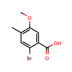 Chemical structure of 2-Bromo-5-methoxy-4-methylbenzoic acid , CAS 61809-40-3, AChemBlock X199096