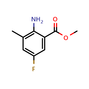 Chemical structure of Methyl 2-amino-5-fluoro-3-methylbenzoate , CAS 952479-98-0, AChemBlock X199110