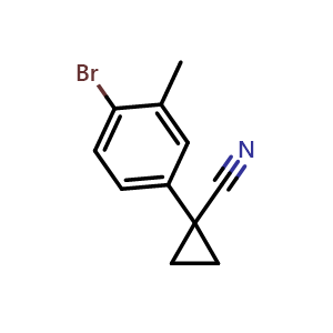 Chemical structure of 1-(4-Bromo-3-methylphenyl)cyclopropane-1-carbonitrile , CAS 1314760-71-8, AChemBlock X199126