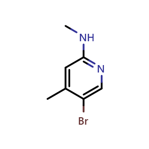 Chemical structure of 5-Bromo-2-methylamino-4-picoline , CAS 155789-99-4, AChemBlock X199136