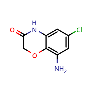 Chemical structure of 8-Amino-6-chloro-4h-benzo[1,4]oxazin-3-one , CAS 1042973-67-0, AChemBlock X199139