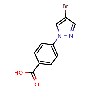 Chemical structure of 4-(4-Bromopyrazol-1-yl)benzoic acid , CAS 926212-84-2, AChemBlock X199150