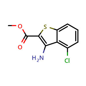 Chemical structure of Methyl 3-amino-4-chloro-1-benzothiophene-2-carboxylate , CAS 35212-86-3, AChemBlock X199169