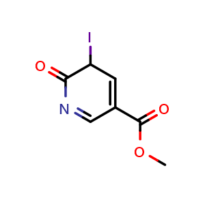 Chemical structure of Methyl 5-iodo-6-oxo-5,6-dihydropyridine-3-carboxylate , CAS 1418126-13-2, AChemBlock X199170