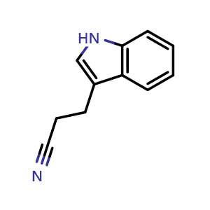 Chemical structure of 3-(1H-indol-3-yl)propanenitrile , CAS 4414-76-0, AChemBlock X199179