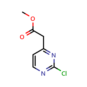 Chemical structure of Methyl 2-(2-chloropyrimidin-4-yl)acetate , CAS 1216129-71-3, AChemBlock X199181