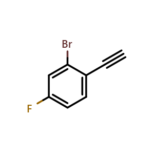 Chemical structure of 2-Bromo-1-ethynyl-4-fluorobenzene , CAS 1057670-01-5, AChemBlock X199184