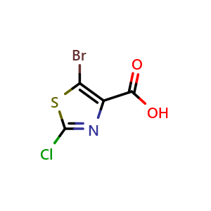 Chemical structure of 5-Bromo-2-chloro-1,3-thiazole-4-carboxylic acid , CAS 103878-60-0, AChemBlock X199190