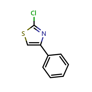 Chemical structure of 2-Chloro-4-phenyl-1,3-thiazole , CAS 1826-23-9, AChemBlock X199196