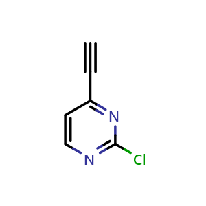 Chemical structure of 2-Chloro-4-ethynylpyrimidine , CAS 37968-69-7, AChemBlock X199210