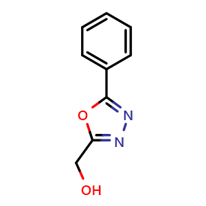 Chemical structure of (5-Phenyl-1,3,4-oxadiazol-2-yl)methanol , CAS 54014-02-7, AChemBlock X199220