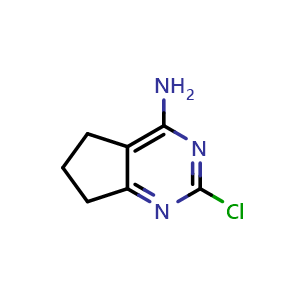 Chemical structure of 2-Chloro-5h,6h,7h-cyclopenta[d]pyrimidin-4-amine , CAS 76780-97-7, AChemBlock X199223