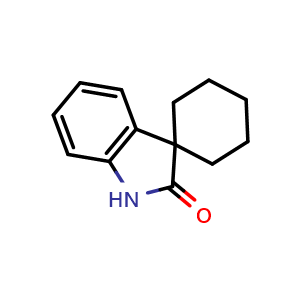 Chemical structure of 1',2'-Dihydrospiro[cyclohexane-1,3'-indole]-2'-one , CAS 4933-14-6, AChemBlock X199231