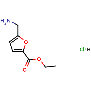 Chemical structure of Ethyl 5-(aminomethyl)furan-2-carboxylate hydrochloride , CAS 1030012-30-6, AChemBlock X199238