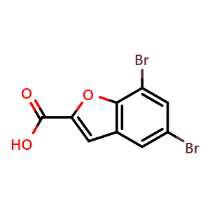 Chemical structure of 5,7-Dibromo-1-benzofuran-2-carboxylic acid , CAS 90415-17-1, AChemBlock X199246