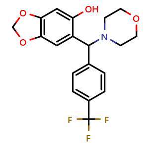 Chemical structure of 6-{morpholin-4-yl[4-(trifluoromethyl)phenyl]methyl}-1,3-dioxaindan-5-ol , CAS 289657-30-3, AChemBlock X199255