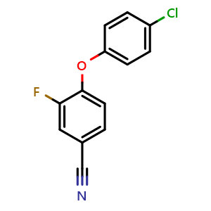 Chemical structure of 4-(4-Chlorophenoxy)-3-fluorobenzonitrile , CAS 1153105-44-2, AChemBlock X199261