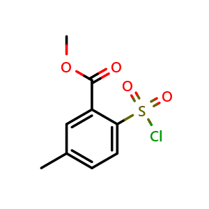 Chemical structure of Methyl 2-(chlorosulfonyl)-5-methylbenzoate , CAS 1153230-09-1, AChemBlock X199264