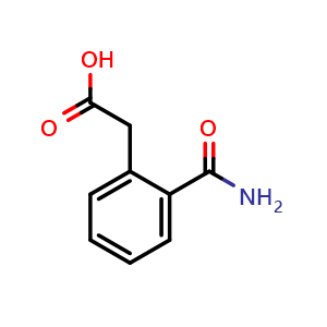 Chemical structure of 2-(2-Carbamoylphenyl)acetic acid , CAS 23362-56-3, AChemBlock X199273