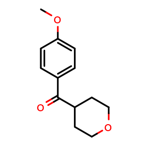 Chemical structure of 4-(4-Methoxybenzoyl)oxane , CAS 1341760-69-7, AChemBlock X199279