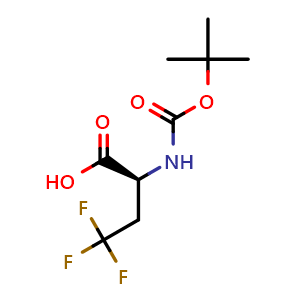 Chemical structure of (S)-2-((tert-Butoxycarbonyl)amino)-4,4,4-trifluorobutanoic acid , CAS 181128-25-6, AChemBlock X199288