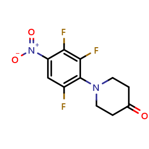 Chemical structure of 1-(2,3,6-Trifluoro-4-nitrophenyl)piperidin-4-one , CAS 1112968-91-8, AChemBlock X199296