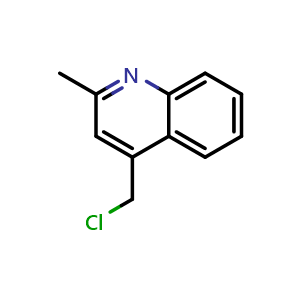 Chemical structure of 4-(Chloromethyl)-2-methylquinoline , CAS 288399-19-9, AChemBlock X199300