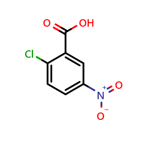 Chemical structure of 2-chloro-5-nitrobenzoic acid (mesalazine impurity) , CAS 2516-96-3, AChemBlock X199312