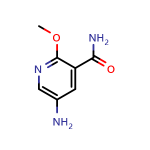Chemical structure of 5-Amino-2-methoxypyridine-3-carboxamide , CAS 1249975-47-0, AChemBlock X199345