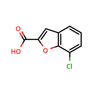 Chemical structure of 7-Chloro-1-benzofuran-2-carboxylic acid , CAS 63558-84-9, AChemBlock X199348
