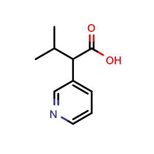 Chemical structure of 3-Methyl-2-(pyridin-3-yl)butanoic acid , CAS 699527-72-5, AChemBlock X199350
