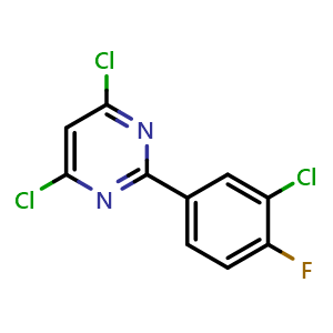 Chemical structure of 4,6-Dichloro-2-(3-chloro-4-fluorophenyl)pyrimidine , CAS 83217-12-3, AChemBlock X199351
